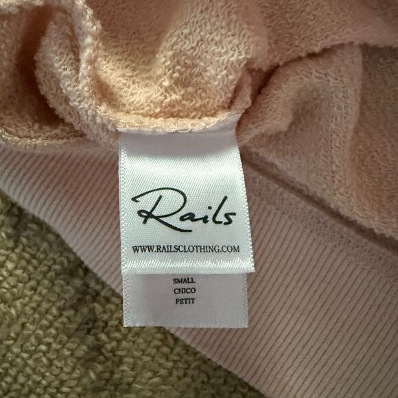 Rails light pink long sleeved crew neck crop sweatshirt with text details - L - Picture 10 of 11